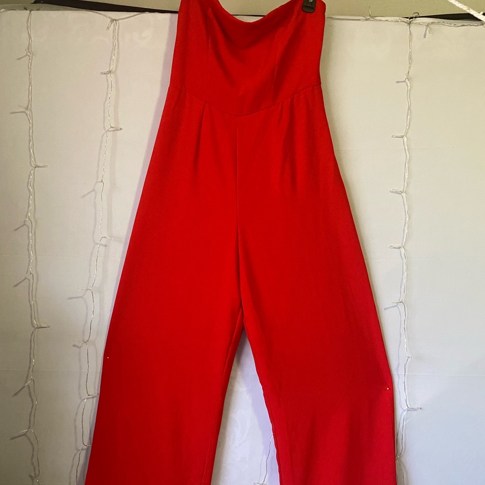 White House Black Market Vibrant Red Jumpsuit